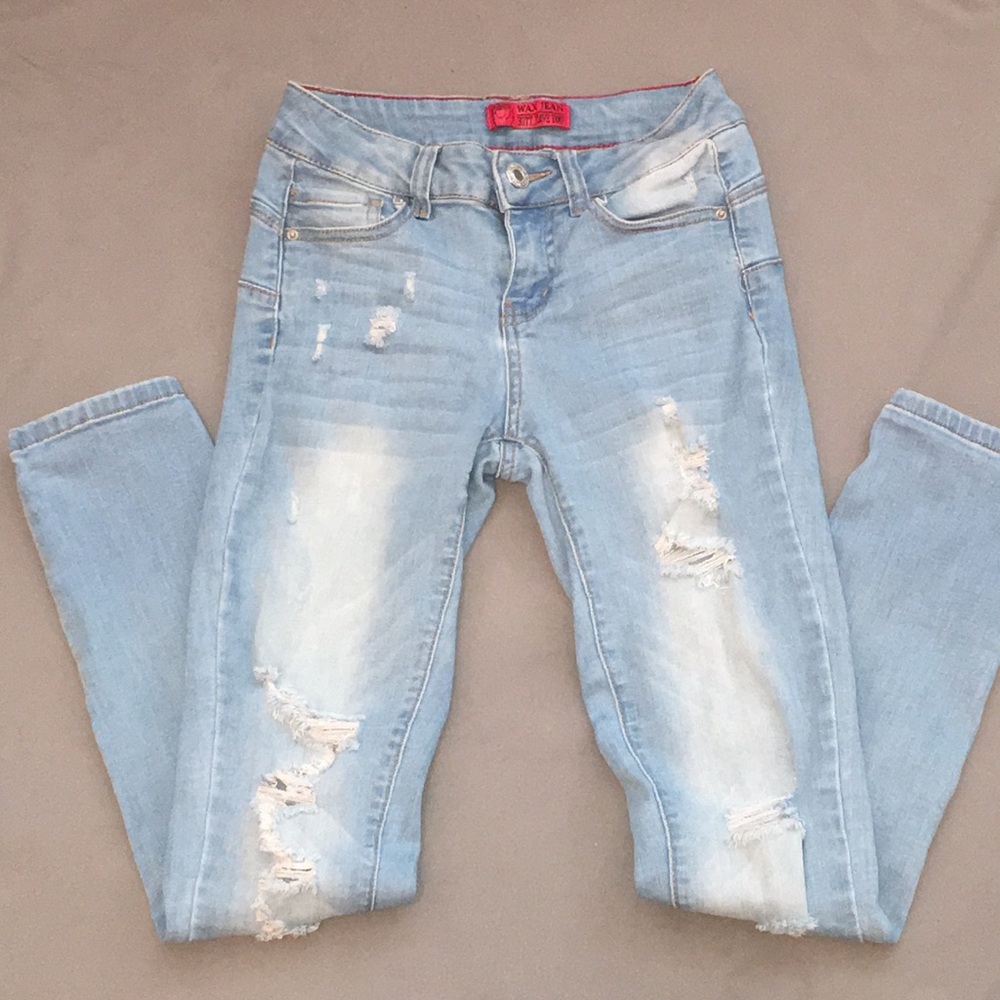 Light Ripped Wax Jeans